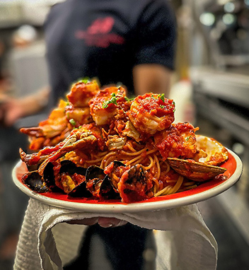 Fresh seafood pasta at L&B Spumoni Gardens