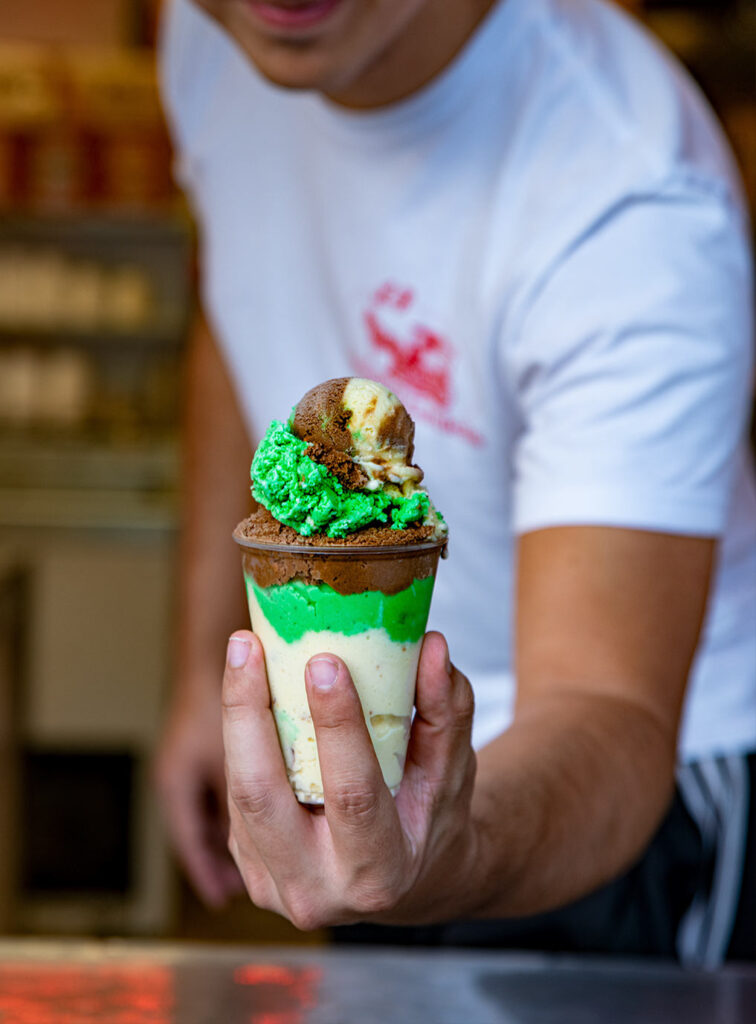 L&B Spumoni Gardens homemade spumoni dessert